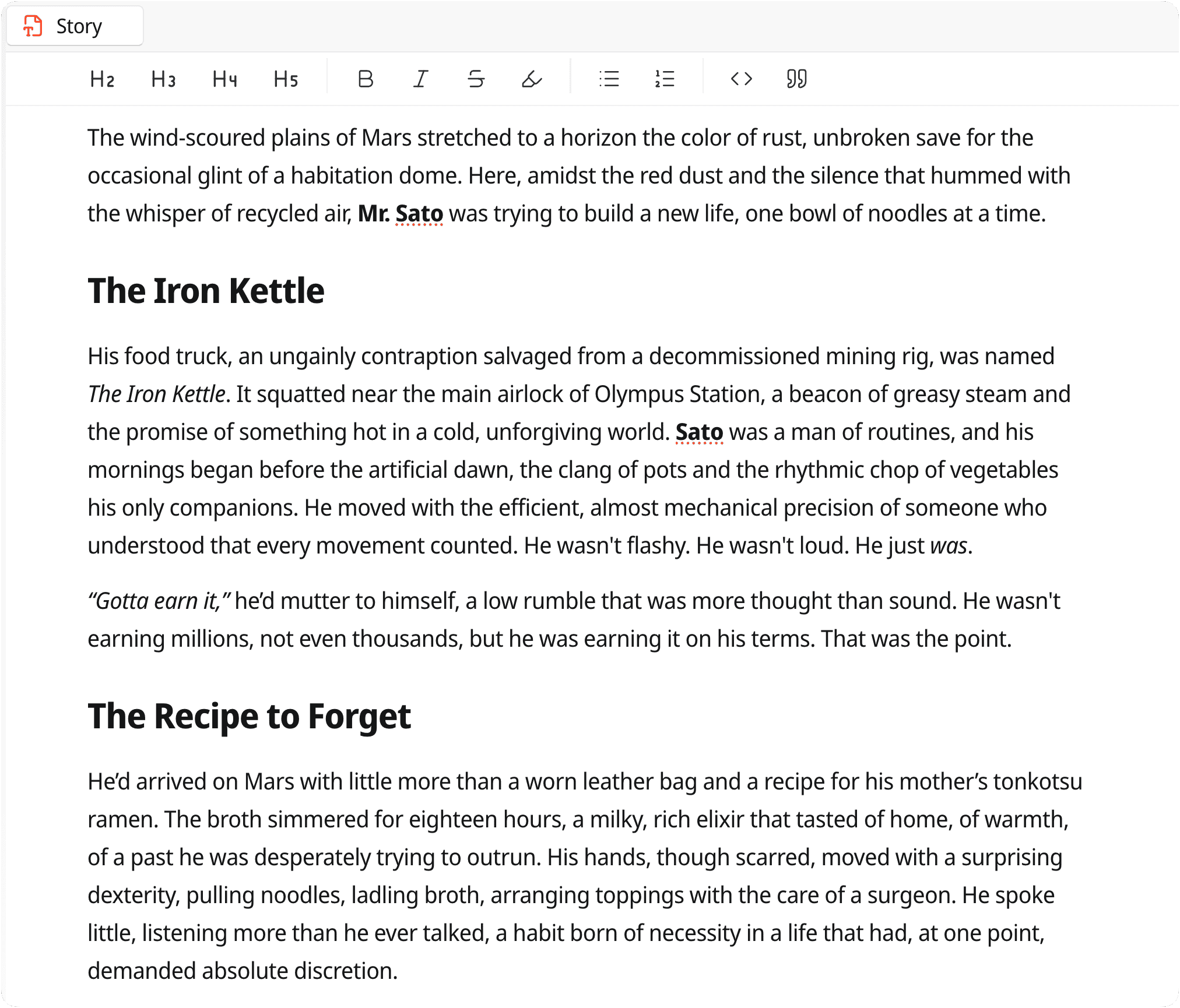 Koubou Rich text editor with formatting toolbar